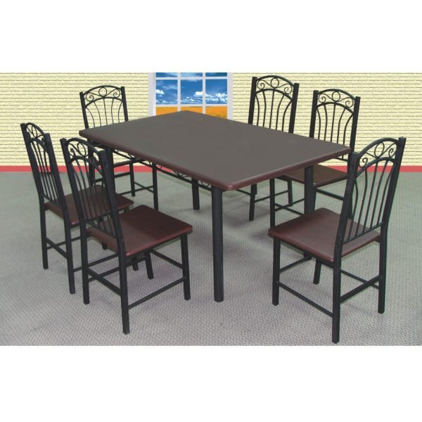 Wooden and Steel 7 Piece Dining Set