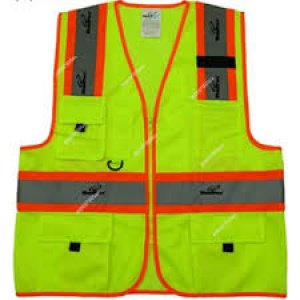 Green Safety Vest With Orange Reflective